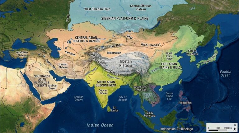 Asia physiographic subdivisions map c8b7bf2494