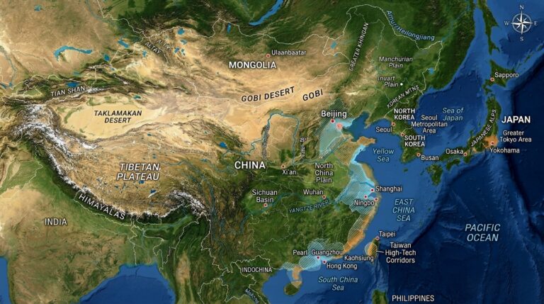 East asia map terrain cities 50a2014e3d