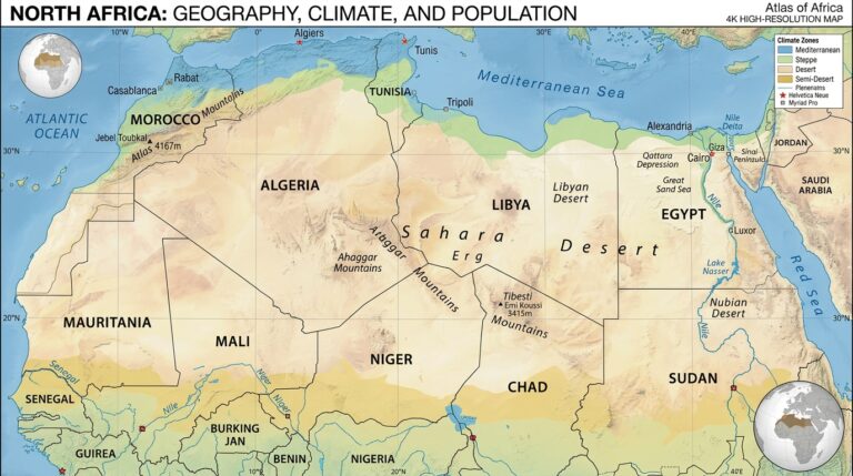 North Africa: Geography, Climate, and Human Patterns 10 Highresolution educational map of north africa sho da12a72857