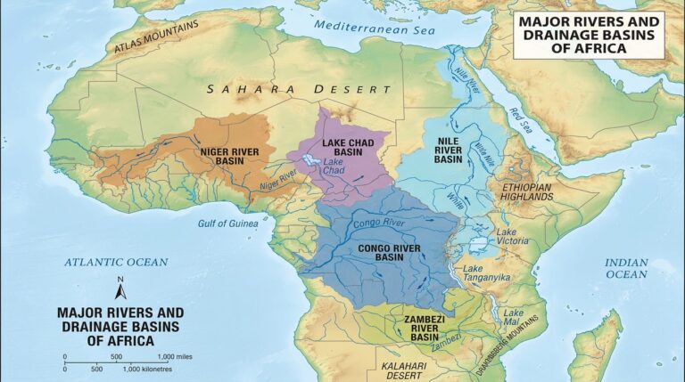 Major River and Inland Basins of Africa 4 Map of africa rivers basins c8664648d2