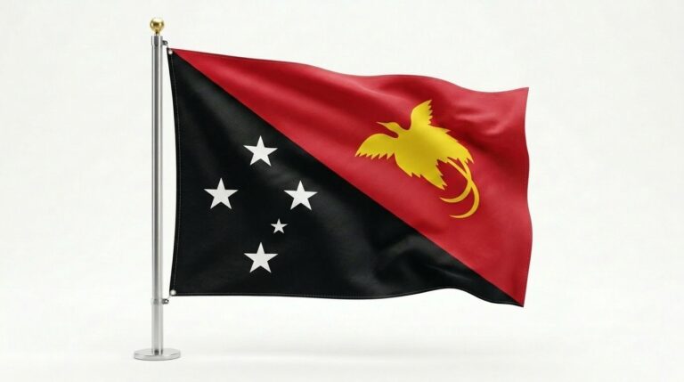 Papa New Guinea flag waving 202604100859