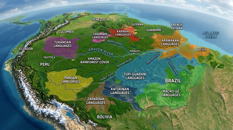 Linguistic Boundaries and Dialects of South America 8 3D map Amazon 202603220758