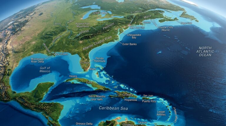 Caribbean and Atlantic Coastal South America 4 3D map Atlantic 202603211819