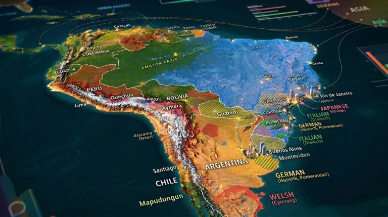 Immigration and Linguistic Change in South America 9 3D map South 202603220828