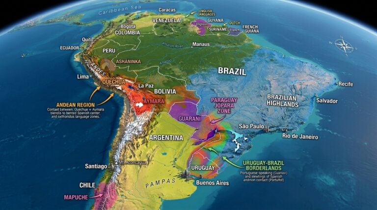 Multilingualism and Language Blending in South America 10 3D map South 202603220832
