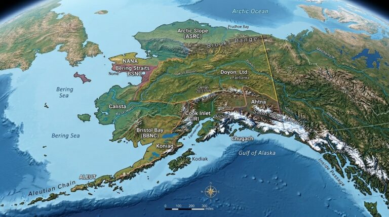 The Alaska Native Claims Settlement Act (ANCSA) and Its Impact on Alaskan Territories 1 3D map of 202603201928