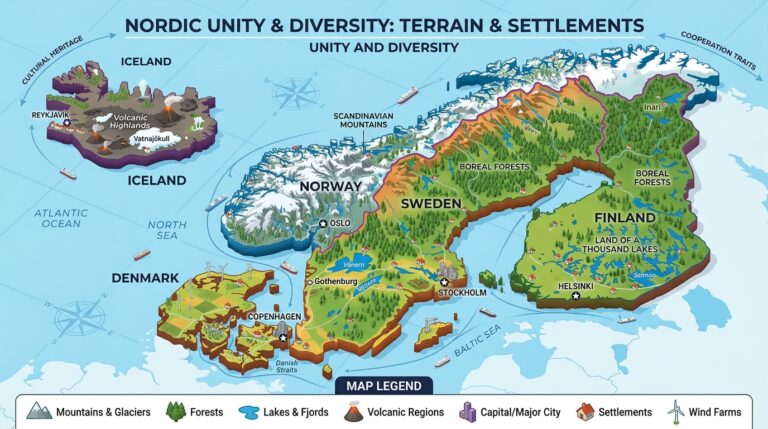 The Nordic Countries: Unity and Diversity in Northern Europe 3 An isometric infographic 202603181418