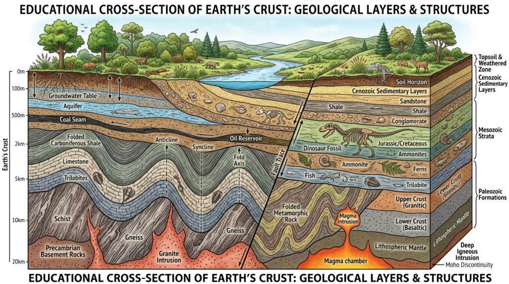 Canyons as Natural Laboratories: Unlocking Earth’s History 2 Earths crust cross section illu… 202605210851