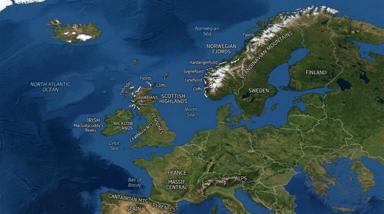 The Western Uplands: Europe’s Ancient Mountains and Coastal Features 5 Europe map showing 202603180532