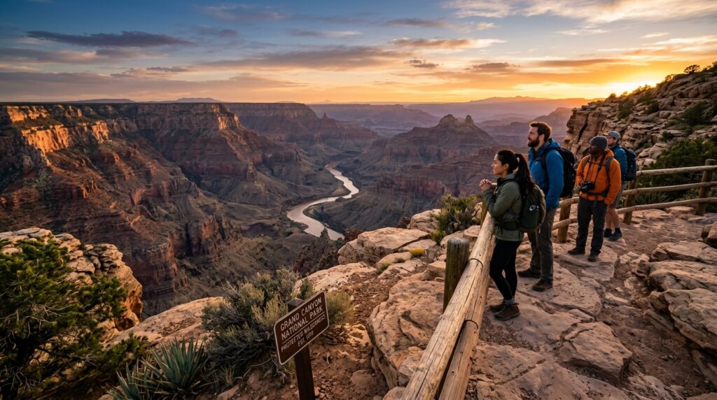 The Anatomy of a Canyon: Understanding Canyon Walls, Floors, and Rock Layers 15 Hikers overlooking protected can… 202605201729