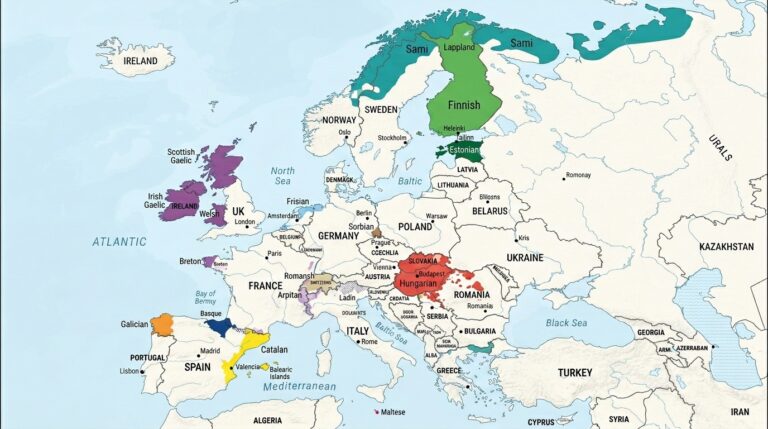 Minority Language Families in Europe 5 Map of Europe 202603181913