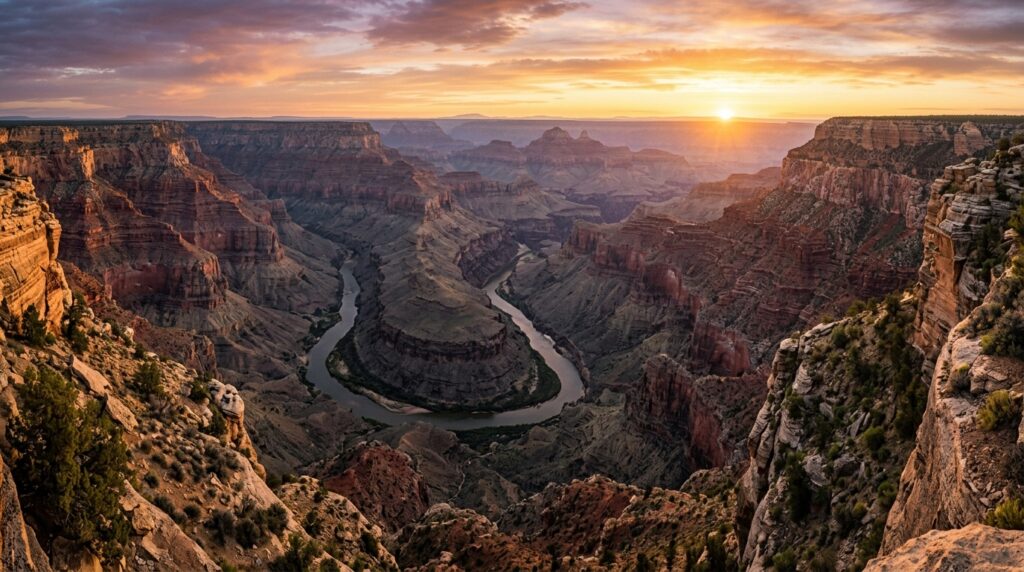 The Anatomy of a Canyon: Understanding Canyon Walls, Floors, and Rock Layers 1 Panoramic canyon landscape sunrise 202605200857