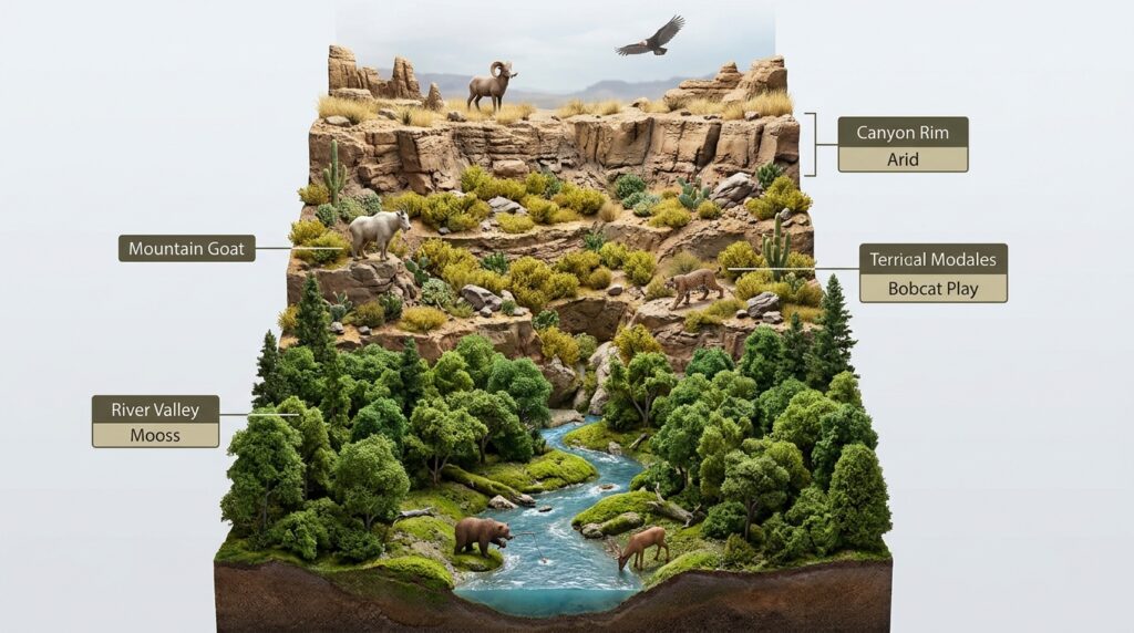 How Weathering, Erosion, Rivers, and Time Shape Landscapes 11 Vertical canyon ecosystem showing river 202605191839
