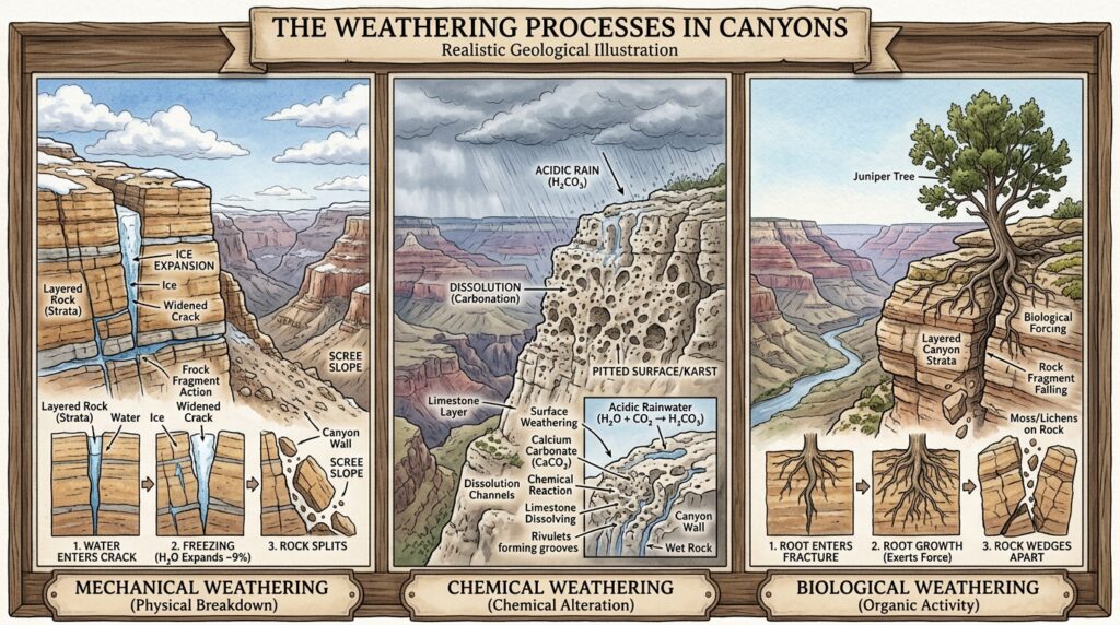 Canyons as Natural Laboratories: Unlocking Earth’s History 10 Weathering illustration canyon r… 202605211050