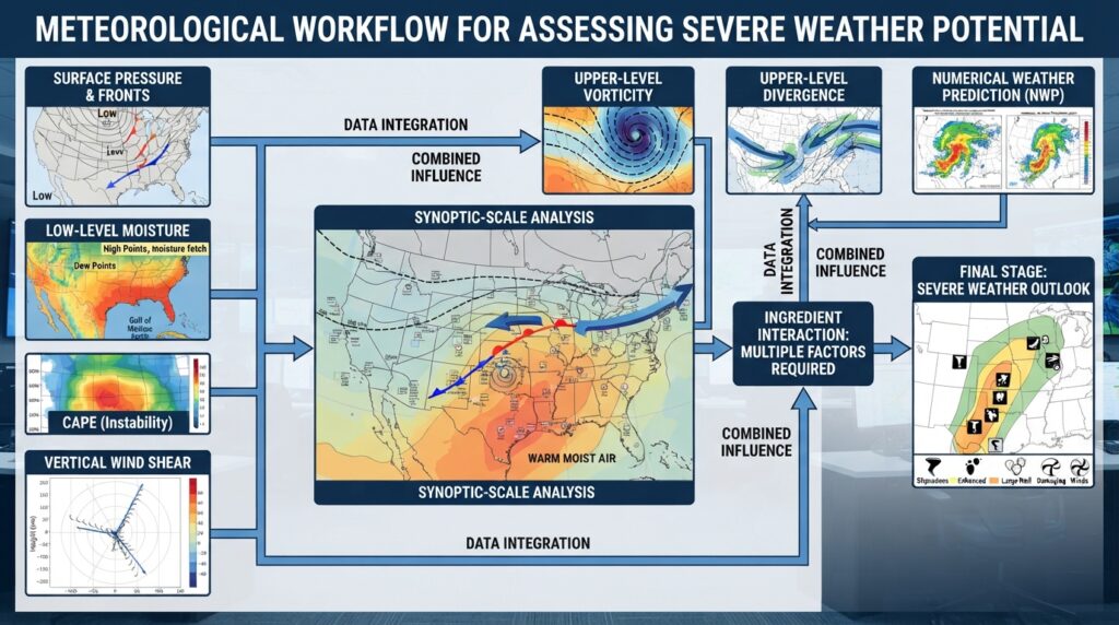 Severe Weather Prediction Using Synoptic Meteorology 6 Meteorologists assessing severe … 202608271221