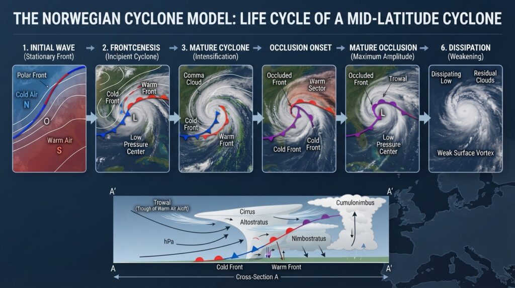 Fronts : Cold, Warm, Occluded & Stationary 5 Mid latitude cyclone lifecycle i… 202608230728