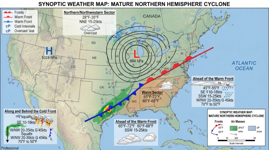 Mid latitude cyclone weather map 202608231125