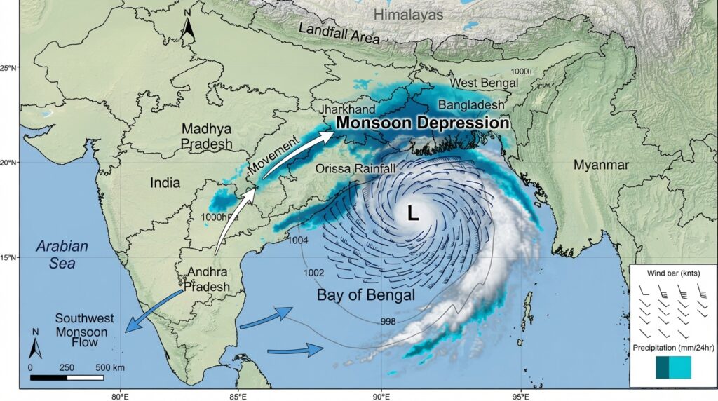 Monsoon depression map over India 202608261133