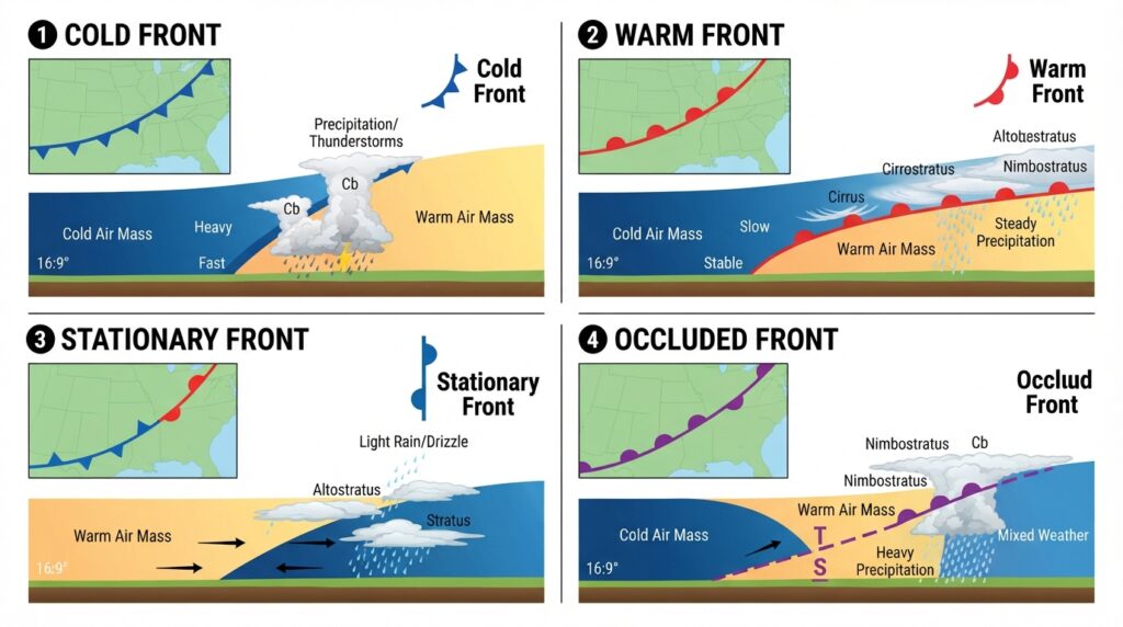 Weather Maps and How to Read Them 4 Weather fronts infographic design 202608220705