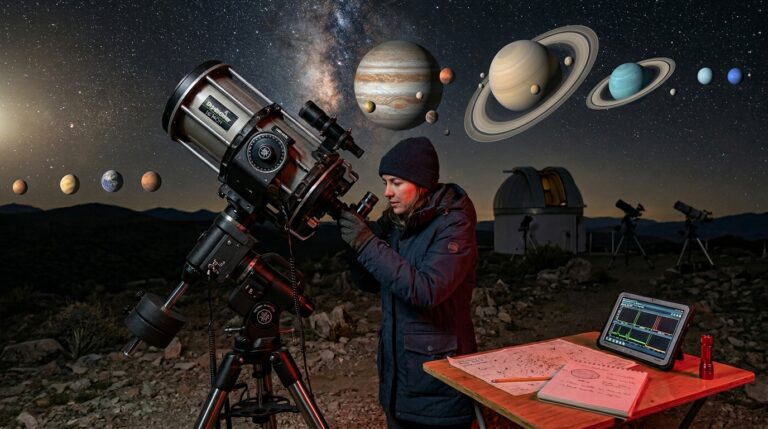 Astronomer studying solar system 52ac9d451d